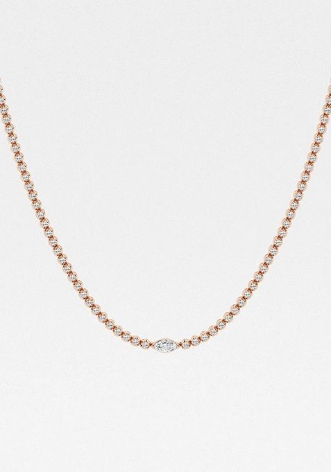 3 ctw Marquise Lab Grown Diamond Single Station Tennis Necklace