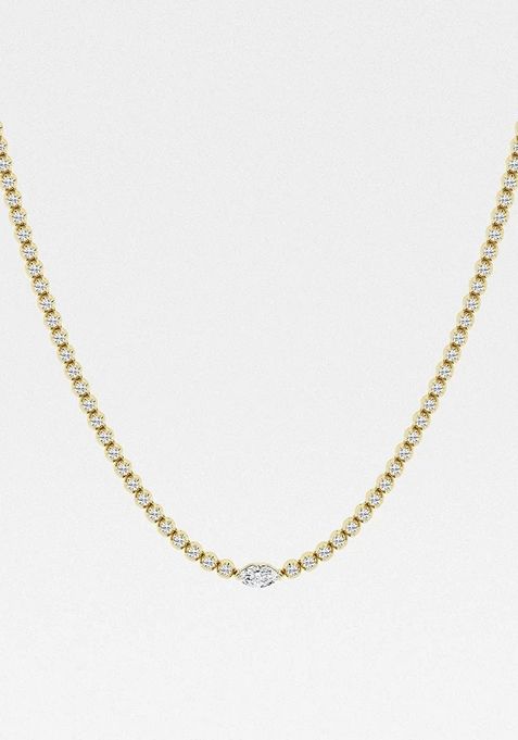 5 1/5 ctw Marquise Lab Grown Diamond Single Station Tennis Necklace