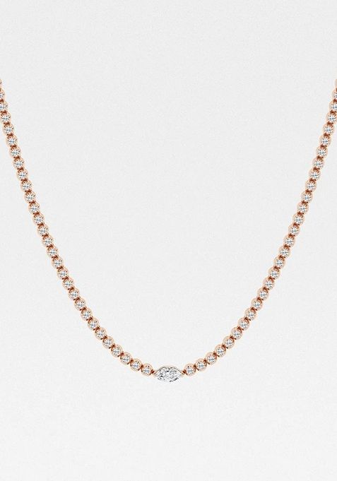 5 1/5 ctw Marquise Lab Grown Diamond Single Station Tennis Necklace