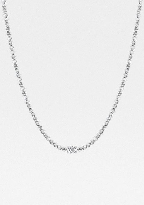 7 ctw Oval Lab Grown Diamond Single Station Tennis Necklace