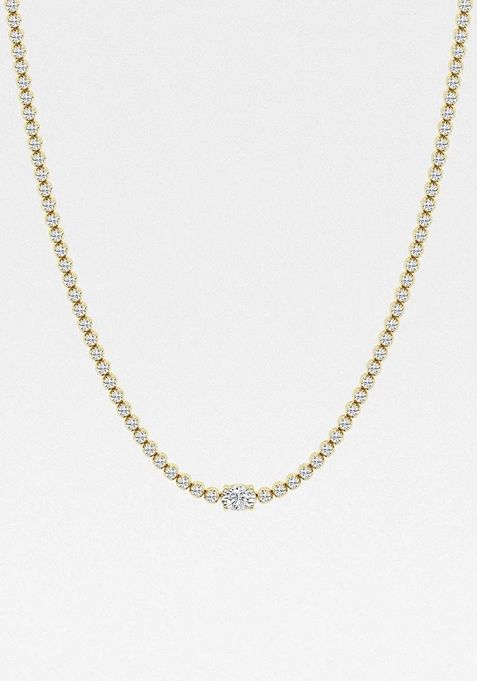 7 ctw Oval Lab Grown Diamond Single Station Tennis Necklace