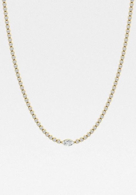 7  ctw Marquise Lab Grown Diamond Single Station Tennis Necklace