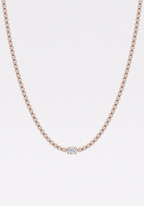 7  ctw Oval Lab Grown Diamond Single Station Tennis Necklace