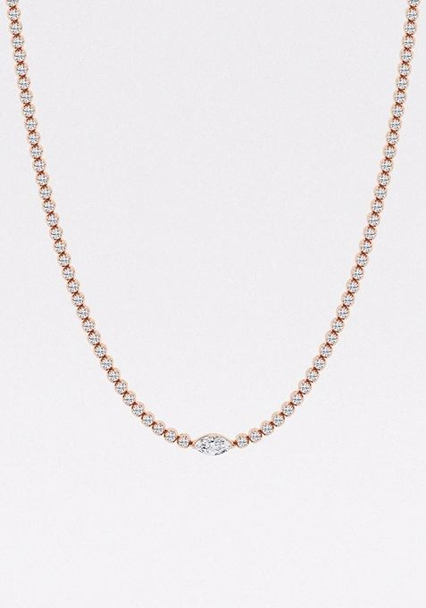  7 ctw Marquise Lab Grown Diamond Single Station Tennis Necklace