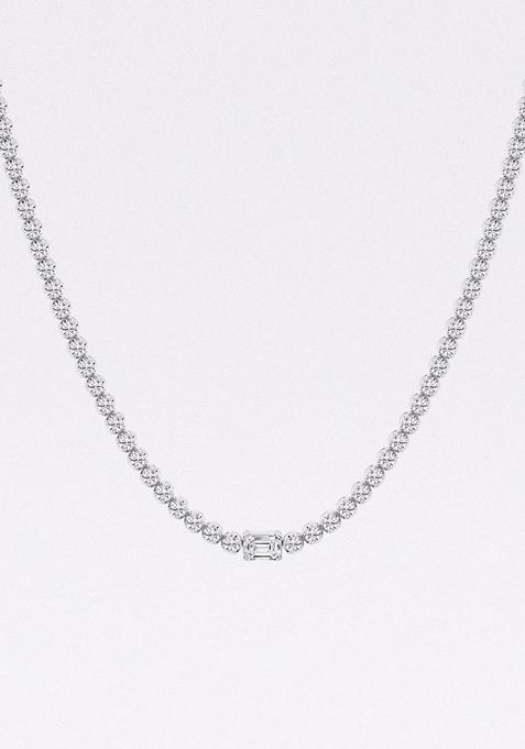 9 7/8 ctw Emerald Lab Grown Diamond Single Station Tennis Necklace