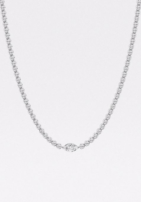 9 7/8  ctw Marquise Lab Grown Diamond Single Station Tennis Necklace