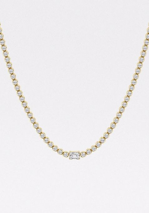 9 7/8 Ctw Emerald Lab Grown Diamond Single Station Tennis Necklace