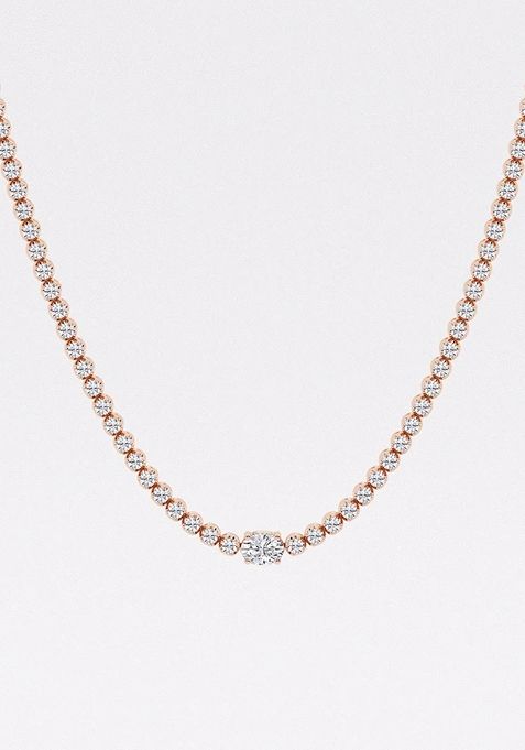 9 7/8 ctw Oval Lab Grown Diamond Single Station Tennis Necklace