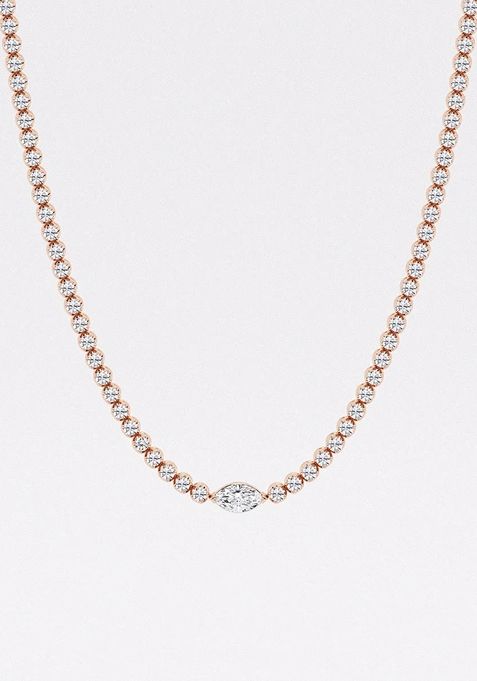 9 7/8  ctw Marquise Lab Grown Diamond Single Station Tennis Necklace