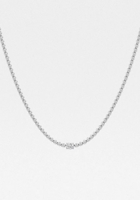 3 ctw Oval Lab Grown Diamond Single Station Tennis Necklace