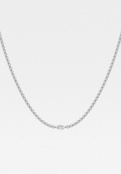 3 ctw Marquise Lab Grown Diamond Single Station Tennis Necklace