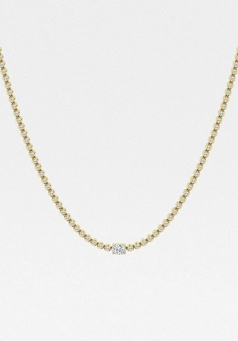 3 ctw Oval Lab Grown Diamond Single Station Tennis Necklace