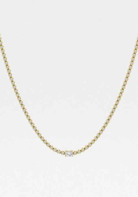 3 ctw Emerald Lab Grown Diamond Single Station Tennis Necklace