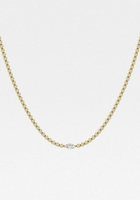 3 ctw Marquise Lab Grown Diamond Single Station Tennis Necklace