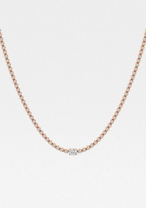 3 ctw Oval Lab Grown Diamond Single Station Tennis Necklace