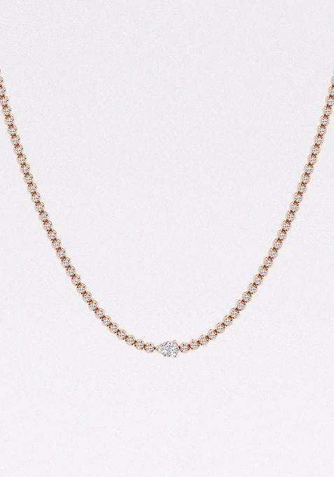 3 ctw Pear Lab Grown Diamond Single Station Tennis Necklace