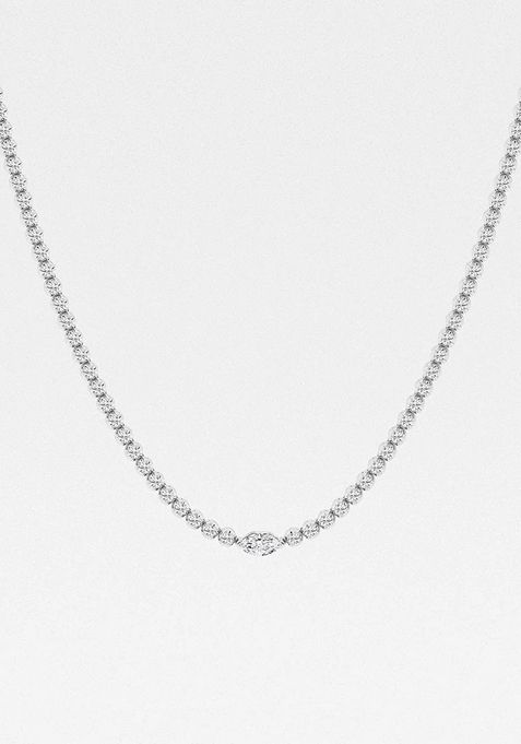 5 1/5 ctw Marquise Lab Grown Diamond Single Station Tennis Necklace