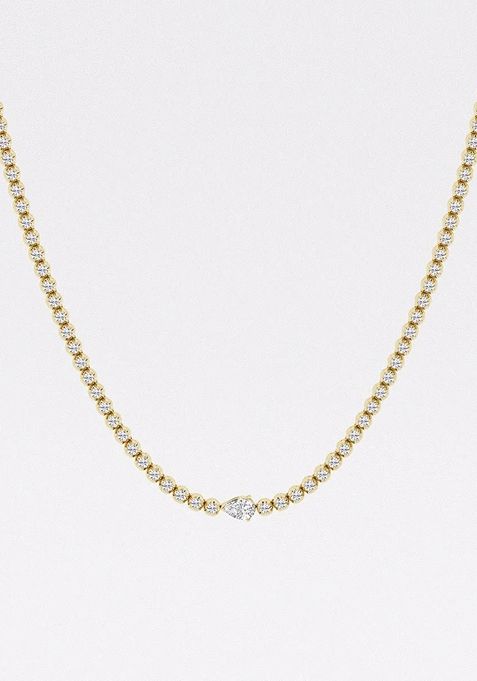 5 1/5 ctw Pear Lab Grown Diamond Single Station Tennis Necklace