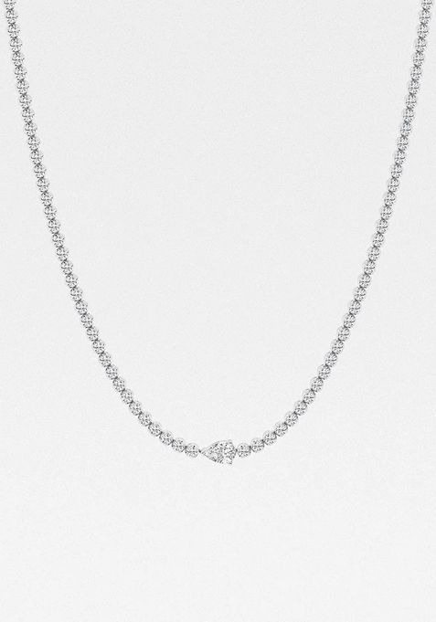  7 ctw Pear Lab Grown Diamond Single Station Tennis Necklace