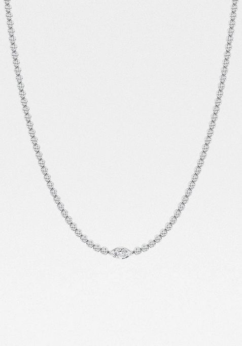 7 ctw Marquise Lab Grown Diamond Single Station Tennis Necklace