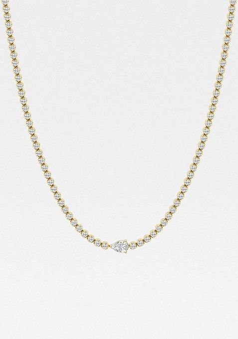 7  ctw Pear Lab Grown Diamond Single Station Tennis Necklace