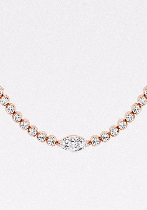  7 ctw Marquise Lab Grown Diamond Single Station Tennis Necklace