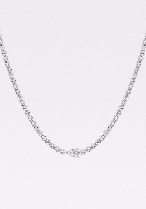  9 7/8  ctw Pear Lab Grown Diamond Single Station Tennis Necklace