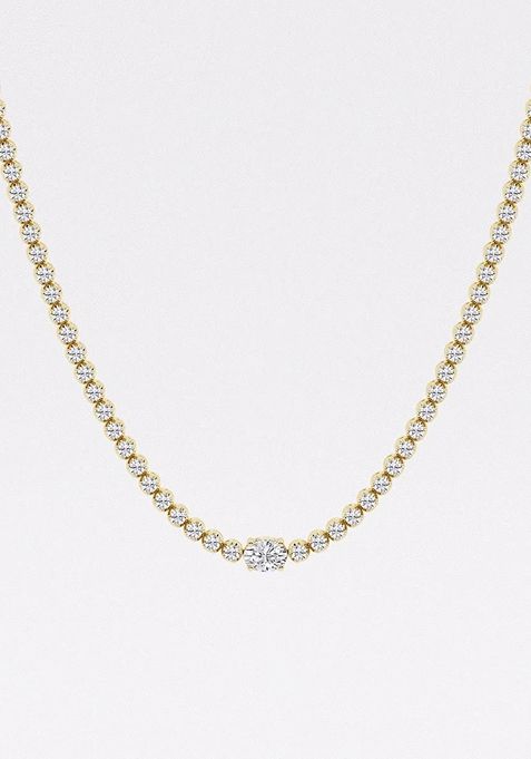 9 7/8 ctw Oval Lab Grown Diamond Single Station Tennis Necklace