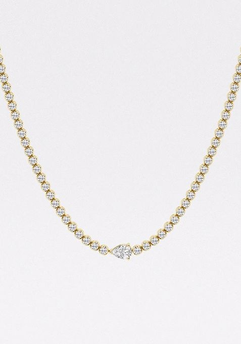 9 7/8  ctw Pear Lab Grown Diamond Single Station Tennis Necklace