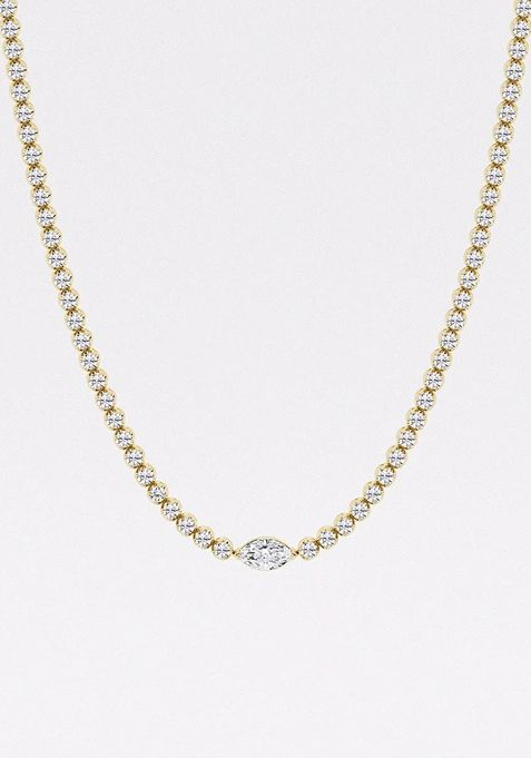 9 7/8  ctw Marquise Lab Grown Diamond Single Station Tennis Necklace