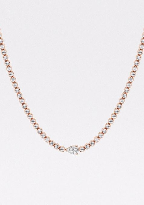 9 7/8  ctw Pear Lab Grown Diamond Single Station Tennis Necklace