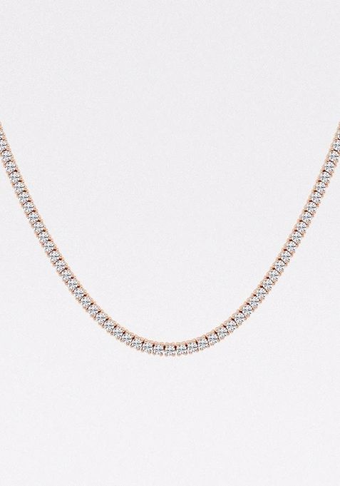 6 ctw Round Lab Grown Diamond Four Prong Tennis Fashion Necklace - 22 Inches