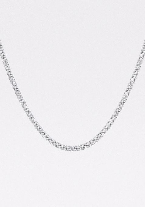 11 ctw Round Lab Grown Diamond Four Prong Tennis Fashion Necklace - 22 Inches