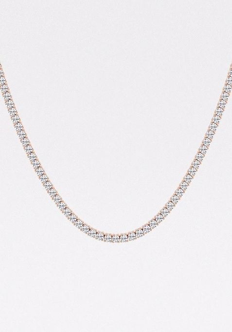 11 ctw Round Lab Grown Diamond Four Prong Tennis Fashion Necklace - 22 Inches