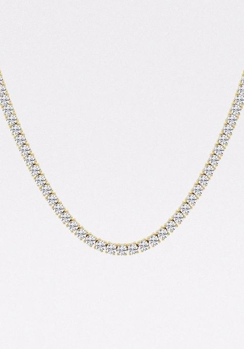 15 1/4 ctw Round Lab Grown Diamond Four Prong Tennis Fashion Necklace 