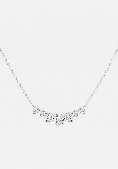 1 1/2 ctw Round Lab Grown Diamond Seven Stone Demi Eternity Fashion Necklace