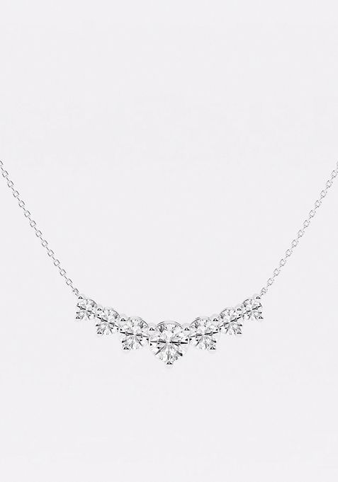 3 ctw Round Lab Grown Diamond Seven Stone Demi Eternity Fashion Necklace