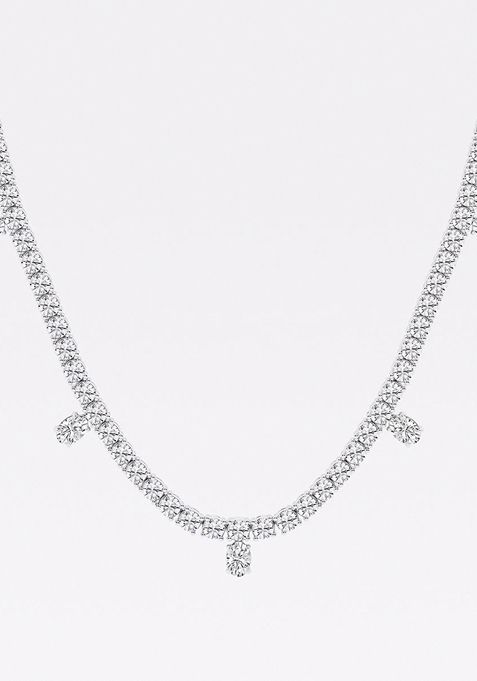 14 ctw Oval Lab Grown Diamond Dangle Fashion Necklace With Adjustable Chain