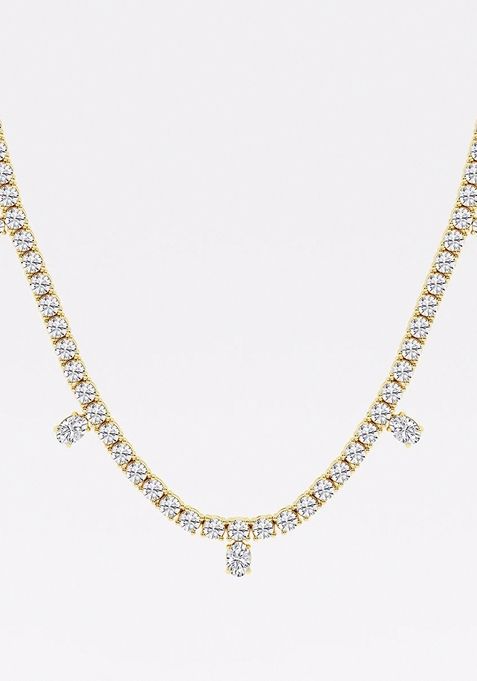 14 ctw Oval Lab Grown Diamond Dangle Fashion Necklace With Adjustable Chain