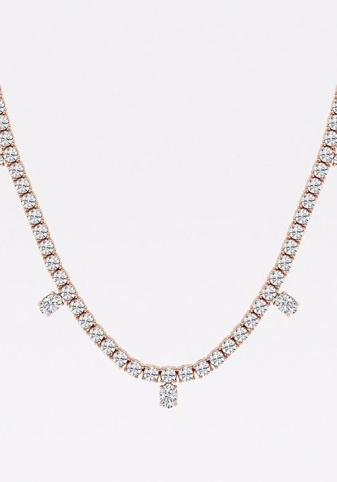 14 ctw Oval Lab Grown Diamond Dangle Fashion Necklace With Adjustable Chain