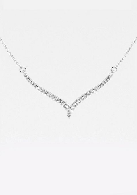 1/6 ctw Round Lab Grown Diamond Petite Chevron Fashion Necklace