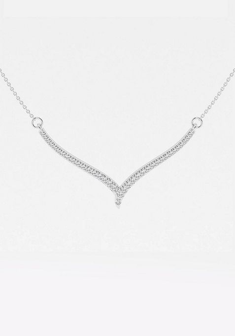 1/6 ctw Round Lab Grown Diamond Petite Chevron Fashion Necklace