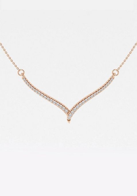 1/6 ctw Round Lab Grown Diamond Petite Chevron Fashion Necklace