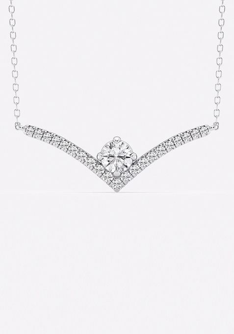 3/4 ctw Round Lab Grown Diamond Chevron Fashion Necklace