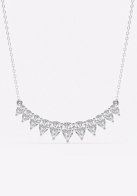 3 ctw Pear Lab Grown Diamond Graduated Center Fashion Necklace