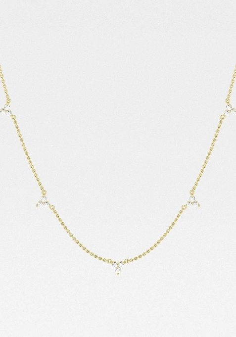 3/8 ctw Round Lab Grown Diamond Trinity Fashion Necklace with Adjustable Chain