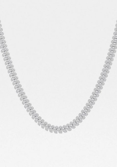 17 ctw Round Lab Grown Diamond Multi row Tennis Necklace