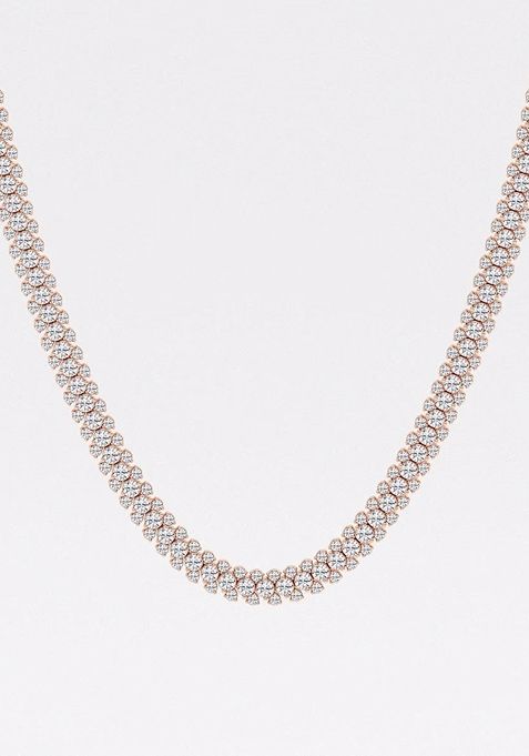 17 ctw Round Lab Grown Diamond Multi row Tennis Necklace