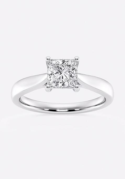 1 ctw Princess Lab Grown Diamond Trellis Solitaire Engagement Ring