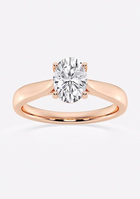 1 ctw Oval Lab Grown Diamond Trellis Solitaire Engagement Ring